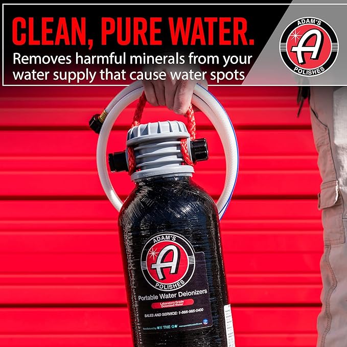 Adam's Polishes Portable Spotless Water Deionizer (Small) - Eliminates Water Spots, Spotless Rinse Touchless Detailing - Easy to Use Attaches to Regular Garden Hose