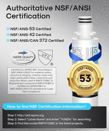 ICEPURE PLUS ADQ747935 NSF/ANSI 53 & 42 Certified Water Filter | Remove Lead, Replacement for LG LT1000P/PC/PCS Kenmore 9980 ADQ74793501 ADQ74793502 LMXS28626S and LT120F Air Filter 2Combo
