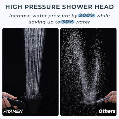 Ryamen 2026 Magnetic Filtered Shower Head with Handheld– High Pressure Showerhead with Power Wash Mode, Chlorine Removal, Massage Brush, Pressure Adjustable, One-Touch Pause (Gray)