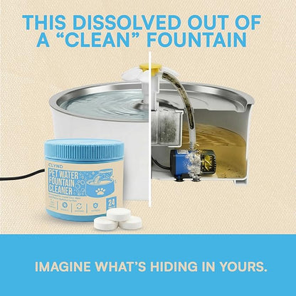 Pet Water Fountain Cleaner and Descaler Tablets 24-Pack Residue-free Fountain Cleaning Tablets for Cat and Dog Pump Maintenance, Surface-safe for Plastics and Metals