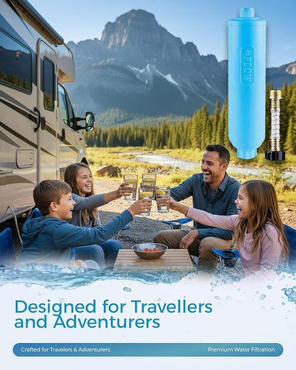 EcoBlueLife RV Water Filter - Inline Attachment with KDF & Activated Carbon, Reduces Odors, Chlorine-Taste, Sediments for Pure Drinking Waters, Perfect for Travel Trailers, Marine, Camper Water Filter