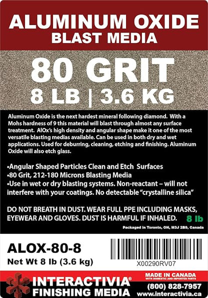 #80 Aluminum Oxide - 8 LBS - Medium Sand Blasting Abrasive Media for Blasting Cabinet and Blasting Guns.
