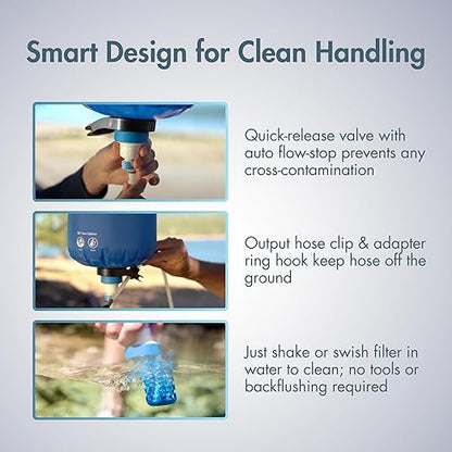 Katadyn Gravity BeFree 6L Water Microfilter, Camping, Backpacking, Emergency Preparedness, Blue