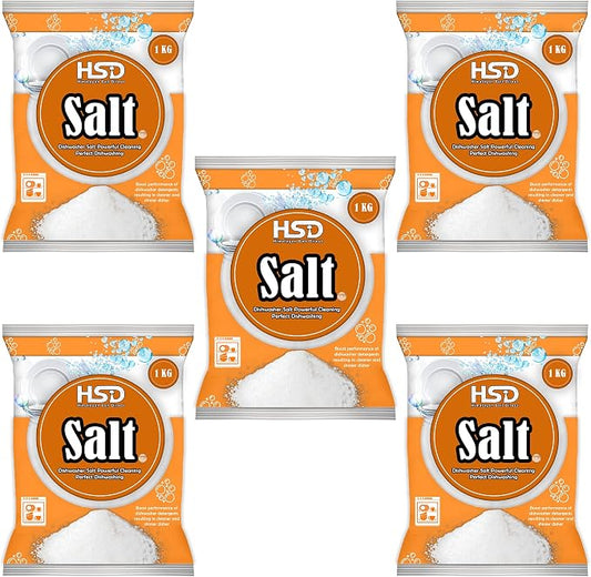 1kg Dishwasher Salt, Powerful Cleaning Dishwasher Salt, softener salt, Best For Laundry Kitchen Dish Washing, Compatible to All Water Softner Machines, Premium Food Grade 100% Genuine British Salt (5)
