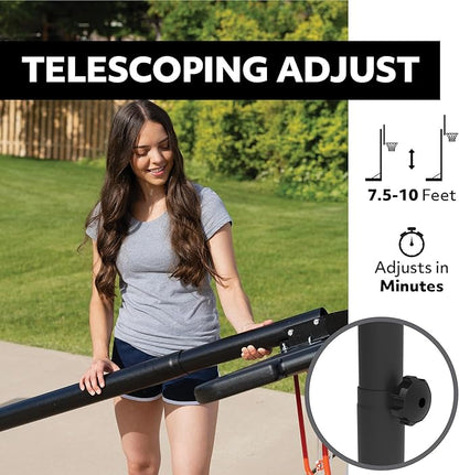 Lifetime Portable Basketball Hoop, Adjustable Height 7.5-10 Ft, 44 Inch Shatterproof Fusion Backboard, Base with Wheels
