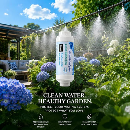 H&G lifestyles Misting System Calcium Inhibitor Filter for Patio | Misters Inline Water Filter Effectively Reduce Hard Water Spots, Soften Water (Pack of 2)