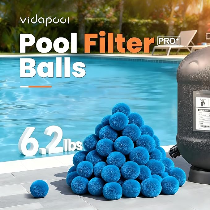 6.2 lbs Pool Filter Balls for Sand Filters, Reusable Blue Filter Media Balls for All Sand Filter Systems, Efficient & Lightweight Pool Sand Filter Balls, Replaces 200 lbs Pool Filter Sand