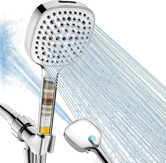 Filtered Shower Head with Handheld, High Pressure 7 Spray Showerhead with Filters, Detachable Shower Heads, Water Softener Filters for Hard Water - Remove Chlorine