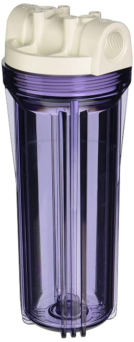 Hydronix HF3-10CLWH34, 10" Clear Housing with White Rib Cap For RO & Filtration Systems, 3/4" Ports