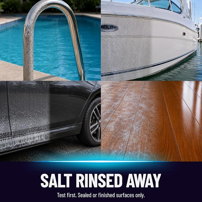 Mission Control 32 oz Salt Remover Spray for Boats, Cars & Pools - Dissolves Salt, Brine, Mineral & Hard Water Buildup on Outdoor Metal & Sealed Floors - Saltwater Residue Cleaner