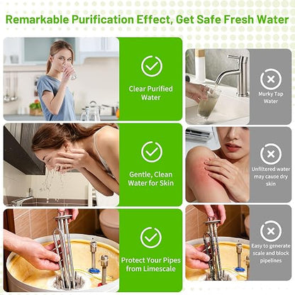 Whole House Water Filter System, 3 Stage Home Water Filter System for Well Water City Water, Includes 3 Sets Filters (2 Years use), 3/4” Port, Reduces Chlorine,Taste, Sediment for Cleaner Water
