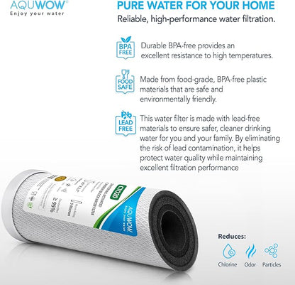CTO20 5 Micron 2.5" x 20" Carbon Block Water Filter Set – Replacement Cartridges for Whole House and Under Sink Systems, Universal Standard Size (1, 20 x 2.5)
