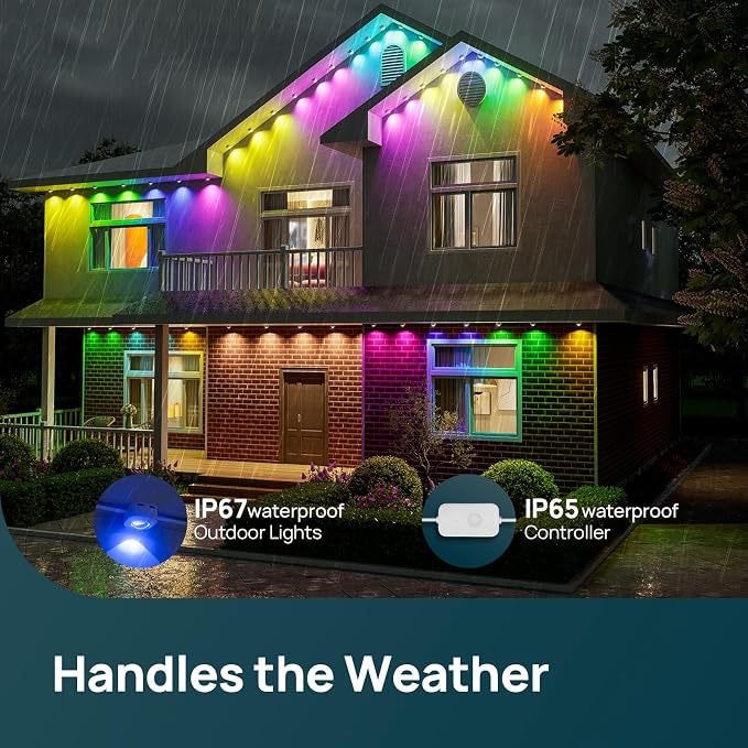 Linkind Permanent Outdoor Lights HP5, 100ft Smart AI RGBTW LED Outdoor Lights for Eave, 85 Scenes Modes, IP67 Waterproof, Works with Alexa,Google Assistant