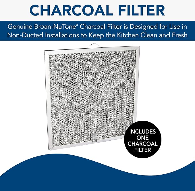 Broan-NuTone BPQTF Charcoal QT20000 Series Range Hoods, Carbon Air Filter, 1 Count, Grey (Pack of 4)