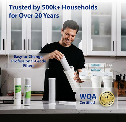 APEC Water Systems ROES-UV75-SS Top Tier Violet Sterilizer 75 GPD 6-Stage Ultra Safe Reverse Osmosis Drinking Water Filter System, Stainless Steel UV Housing