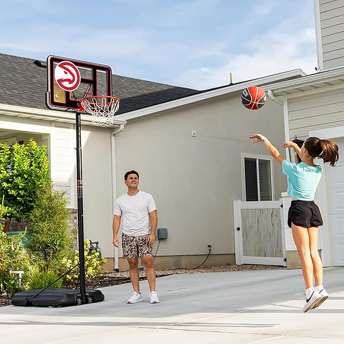 Lifetime NBA Atlanta Hawks Portable Basketball Hoop, Adjustable Height 7.5-10 Ft, 44 Inch Shatterproof Fusion Backboard, Base with Wheels