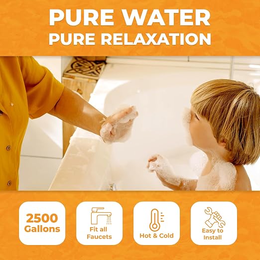 Bath Filter for Tub - 8 Stage BPA-Free Bath Water Filter – Premium Hard Water Filter for Tub & Faucet - Advanced Chlorine, Hard Water & Impurity Removal for Healthier Skin & Hair