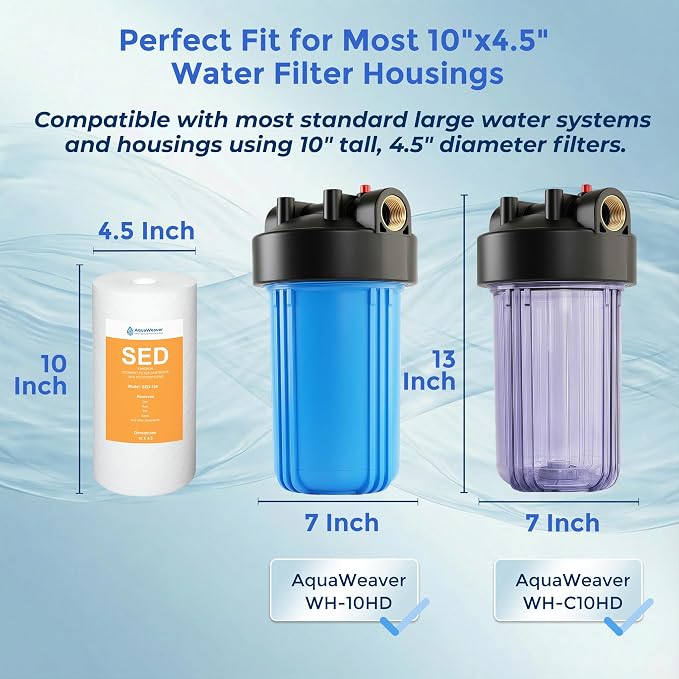 5 Micron 10" x 4.5" Whole House Sediment Home Water Filter Replacement Cartridge for RFC-BBSA, AP810, DGD-5005,AP817,RFC-BBSA, Culligan WH-HD200-C,HD-950A, SED-154, 2PACK
