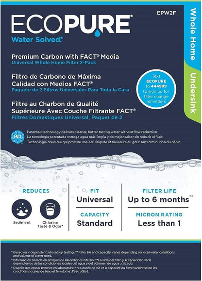 EcoPure EPW2F Premium Fact Universal Whole Home Filter, Dark Gray/Black 1 Count (Pack of 12)