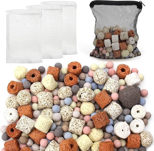 Bio Aquarium Filter Media, Bio Ceramic Ring Balls Media Set for Aquarium Filter, Pond and Fish Tank (500g, 1.1lb)