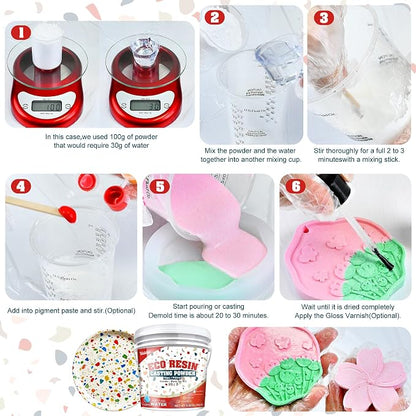 Eco Resin Casting Powders 4500g - All-in-One Casting Resin Kit for Beginners, Water-Based ＆ Fast Curing, 20-30 Minutes Demold - Water Activated Plaster Powder for Crafts, Art, DIY Home Decor