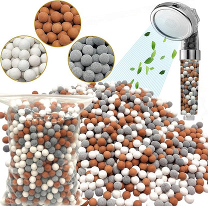 Shower Head Beads Refills, 200g Mineral Replacement for Hard Water - Ionic Filter Balls, Water Softener for Skin & Hair Care, Compatible Beaded Filter Unit (Orange, Gray, White)
