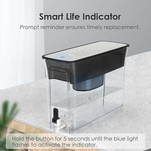 Waterdrop WFD-40L-A Water Filter Dispenser, Alkaline Filtration, Black | Large 35-Cup Capacity, Up to PH 9.5, Healthy, Clean & Toxin-Free Mineralized Water, 100-Gallon, BPA Free