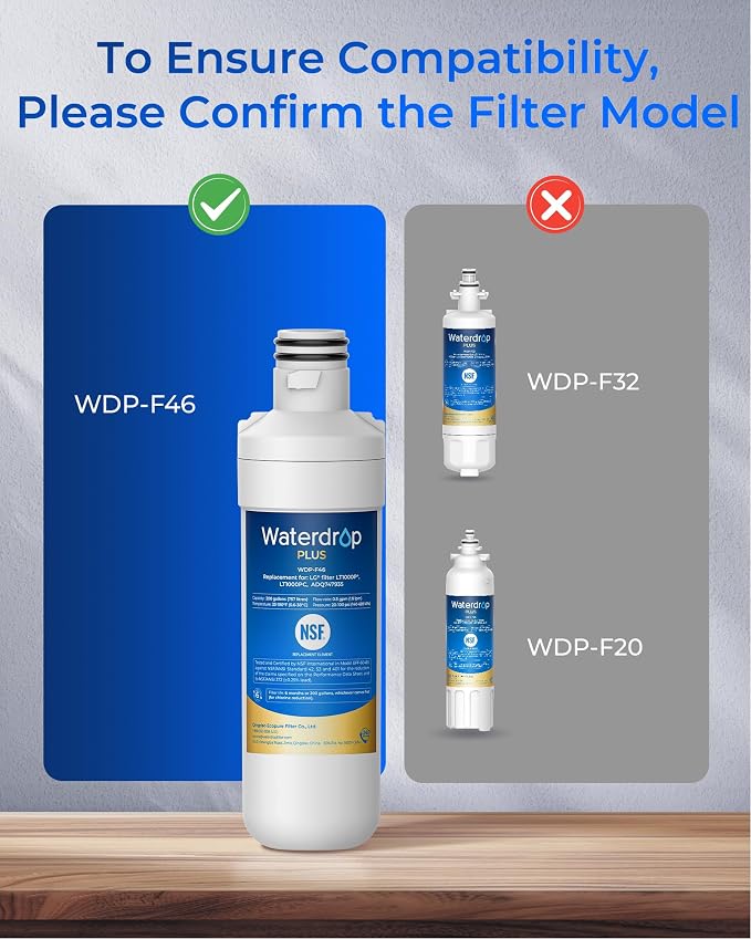 Waterdrop Plus LT1000PC Refrigerator Water Filter and Air Filter, 3 Combo | NSF 401, Reduce PFAS, Replacement for LG® ADQ747935, LT1000P®/PC/PCS, LRFWS2906V, LRMVS3006S, LMWS27626 and LT120F®
