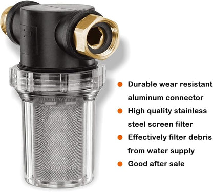 Twinkle Star Garden Hose Filter, Inline Water Hose Filter Attachment | 100 Mesh and 40 Mesh Screen, 2Pcs O-Ring, Garden Hose Filter Pressure Washer Inlet, For RV Camping Car Wash Water Hose