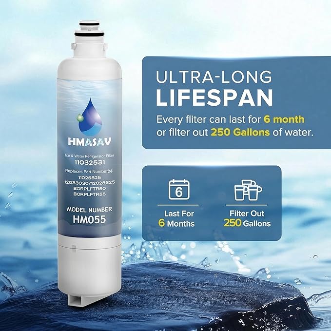 11032531 Filter Replacement - Compatible with Ultra Clarity Pro Water Filter Bosch, Thermador Water Filter Replacement for BORPLFTR50, BORPLFTR55, B36CD50SNS B36CT80SNS, 12033030, 12028325, 3PACK