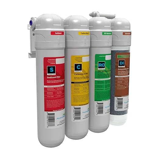 Aquatic Life Twist-in 4-Stage RO/DI Aquarium Water Filter System – Reverse Osmosis Filtration with Sediment, Carbon, Membrane & DI Resin – 75 GPD