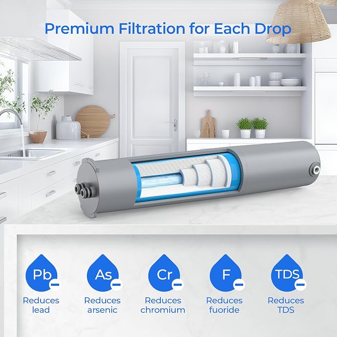 11 Platinum Pure RO Membrane Replacement Filter Cartridge | Compatible with DuPure Platinum Pure Reverse Osmosis (RO) Drinking Water System, Middle Stage Filter, 1-Pack