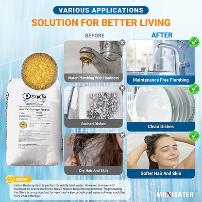 One Cubic Foot, single bag Replacement for Water Softener Ion-exchange, cation Resin 8% Crosslinked 1 Cu Ft