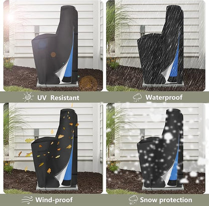 Bitubi Water Softener Cover with Split Zipper,Outdoor Water Softener Brine Tank Cover,Waterproof Anti-UV(64" H x 40" W x 16" D, Black) All Weather Protection