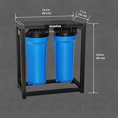 S2 PRO External 2-Stage RV Fresh Water Filter System, High Flow, Oversized Housings, 3/4" GHT Stainless Steel Fittings, Reduce Sediment, Chlorine, Odor, All Aluminium Free-Standing Chassis, Blue