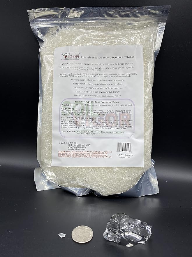 Commercial Grade Potassium Based Super Absorbent Polymer Water Crystal (40 Pound)