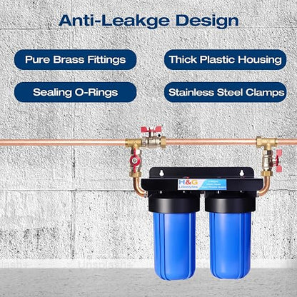 H&G Lifestyles Water Descaler Whole House, 2 Stage 10" x 4.5" Water Filter | Whole House Water Filtration, Remove Scale Filter,Saltless Water Softener, Remove Chlorine Heavy Metal,Reduce Scale Buildup
