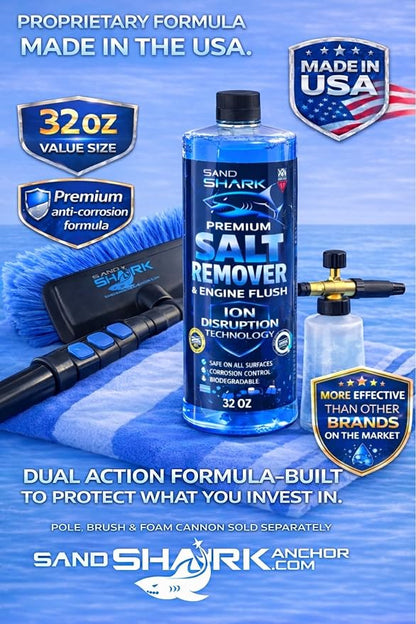 SandShark Premium 2-in-1 Salt Remover & Engine Flush Boat Cleaner – pH-Balanced Formula for Exterior Washing & Engine Flushing, Multi-Surface Marine & Powersports Cleaner, 32 oz