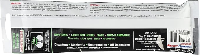 Potable Aqua Water Purification Tablets 2-50ct Bottles and Ready America 8-Hour 2-Pack Green Emergency Lighsticks