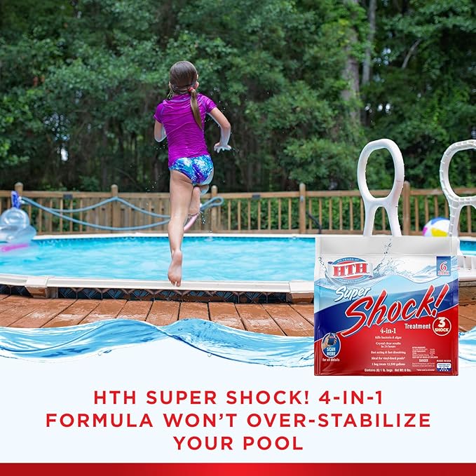 HTH 52023 Super Shock Treatment Swimming Pool Chlorine Cleaner, 1 lb (Pack of 6)