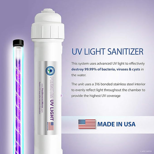 APEC Water Systems UV Ultra Violet Sterilizer Water Filter Kit with 1/4" Quick Connect UG-UVSET-1-4