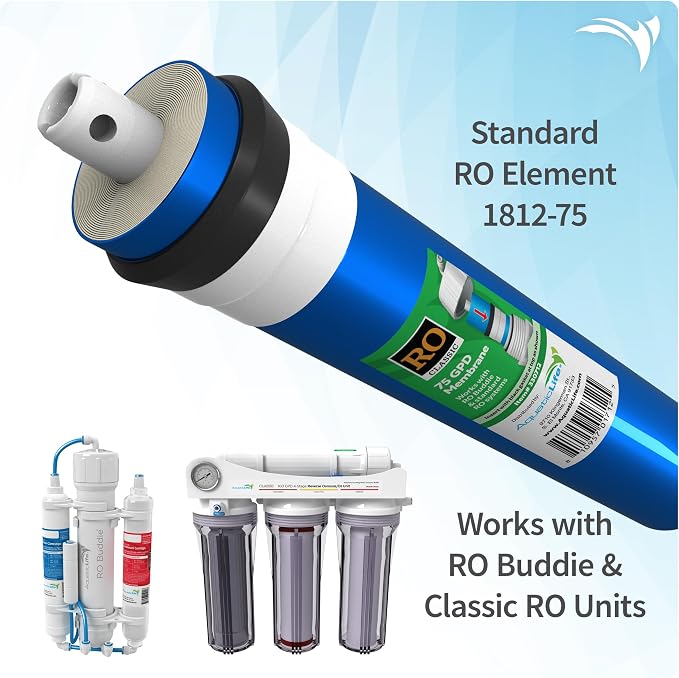 AquaticLife 75 GPD RO Membrane Filter Replacement Cartridge for RO Buddie and Reverse Osmosis Water Filter System Units