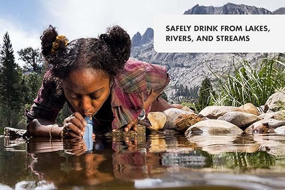 LifeStraw Peak Series - Personal Water Filter Straw for Backup Filtration, Emergency, Survival, and Ultralight Hydration, Mountain Blue, 2 Pack