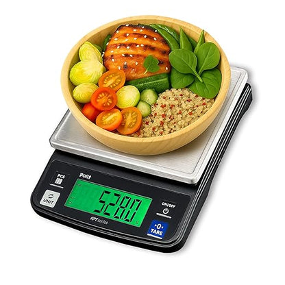 Polit KPT Digital Kitchen Scale – 0.5g Precision 13lb/6kg Food Scale with Stainless Steel Tray, Dual Power and Counting Mode for Cooking, Baking, Meal Prep and Seed or Hardware Uses