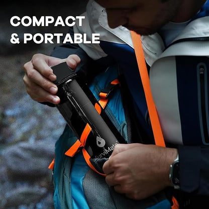 SurviMate Purified Water Bottle for Camping, Hiking, Backpacking and Travel, BPA Free with 5-Stage Intergrated Filter Straw