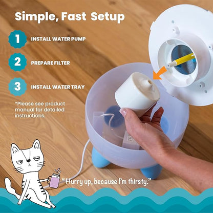 Catstages Purrfect Rain Cat Water Fountain – 2L Pet Drinking Fountain with 5-Stage Filter, Easy-to-Clean, USB Powered, Quiet Water Dispenser with Replaceable Filter