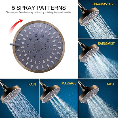 Shower Head and 15 Stage Shower Filter Combo, FEELSO High Pressure 5 Spray Filtered Showerhead with Water Softener Filters for Hard Water Remove Chlorine and Harmful Substances (Oil Rubbed Bronze)
