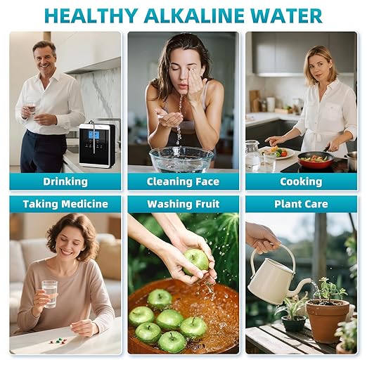 Alkaline Water Ionizer Machine for Home, 11 Titanium Plates Alkaline Water Machine, pH 4-10.5 Acid Water Purifier, Water Filter Up to -600mV ORP | 10000 Liters Per Filter