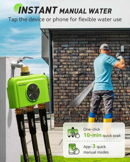 RAINPOINT 3 Zone WiFi Water Timer with Smart Gateway, Brass Inlet/Outlet WiFi Sprinkler Timer, Voice Control, Smart Watering System by Time/Weather/Quantity/Soil Moisture, Rain Delay & Manual Watering