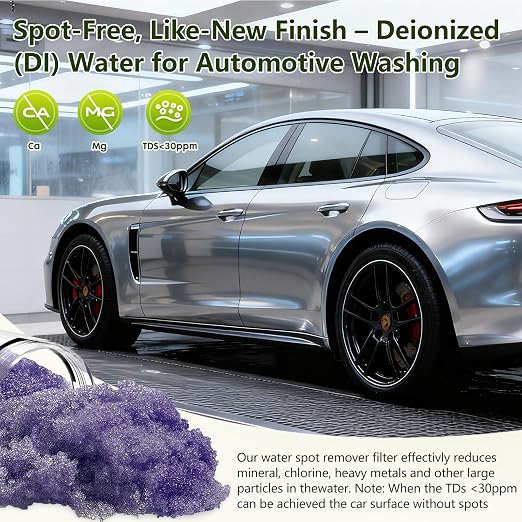 Spotless & Deionized Water System for Car Wash, Deionized Water Filter with Resin, Works for RVs, Cars, Motorcycles, Windows & Boats, No Towel Drying Required